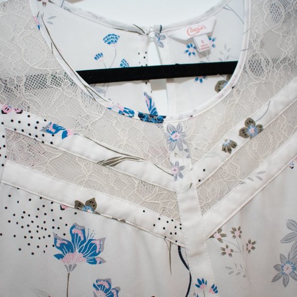 Candie's Sleeveless Floral Print White Blouse Size Small - Picture 4 of 6